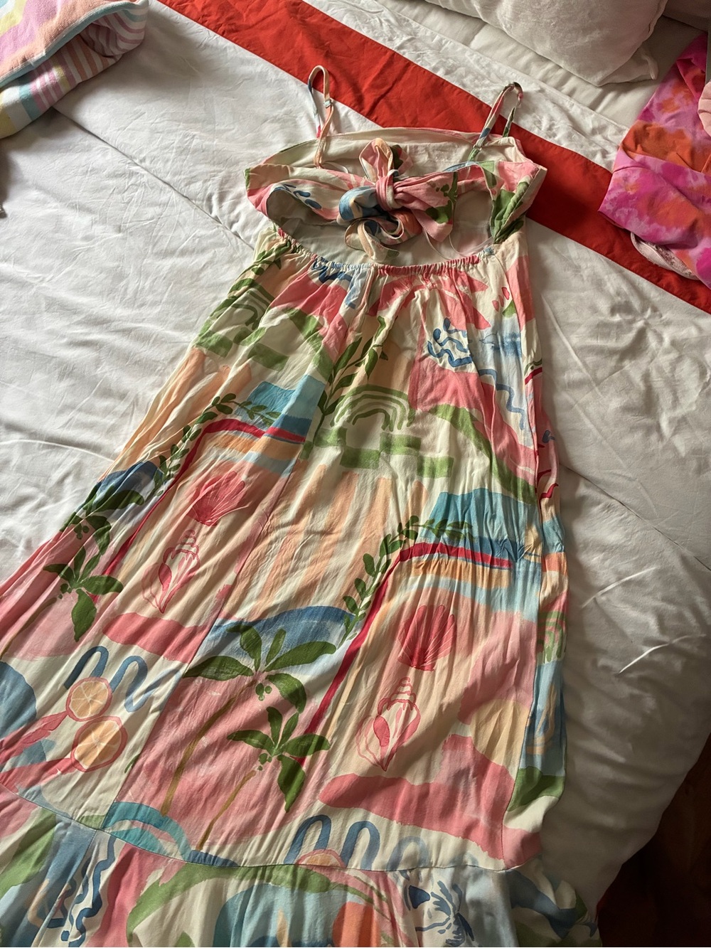 Maxi Sundress with Pastel Tropical Print - Brand Unknown - Picture 2 of 3